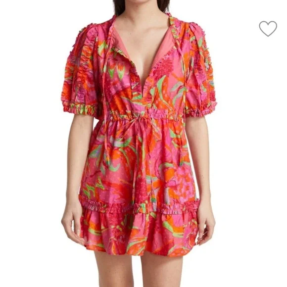 farm rio fruit brush mini dress Cream Berry Garden Mini Dress